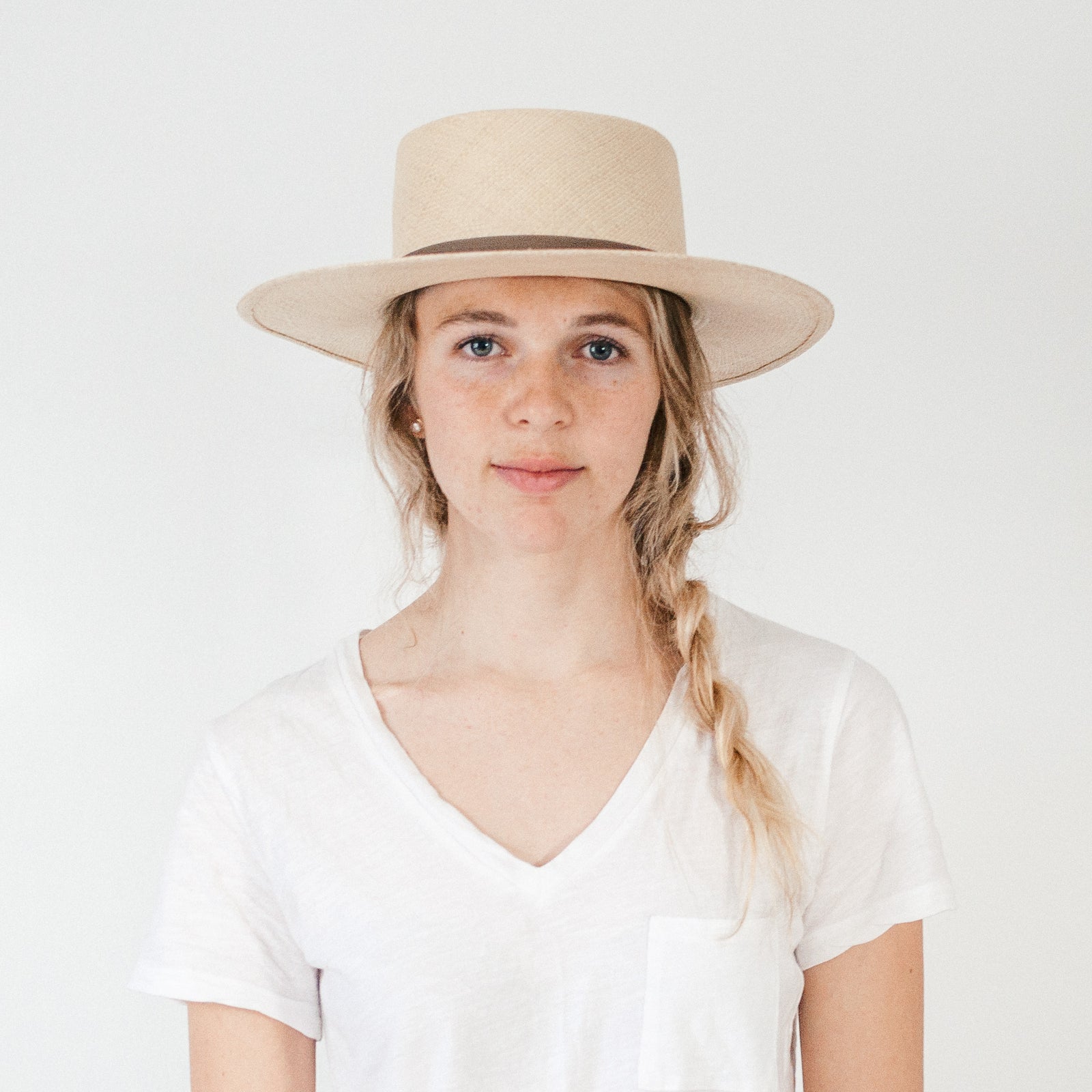 Flat Top Straw Hat - Natural