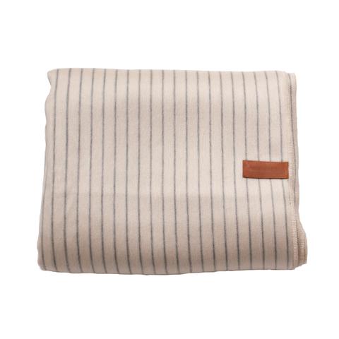 Alpaca Blanket - Natural With Grey Stripes
