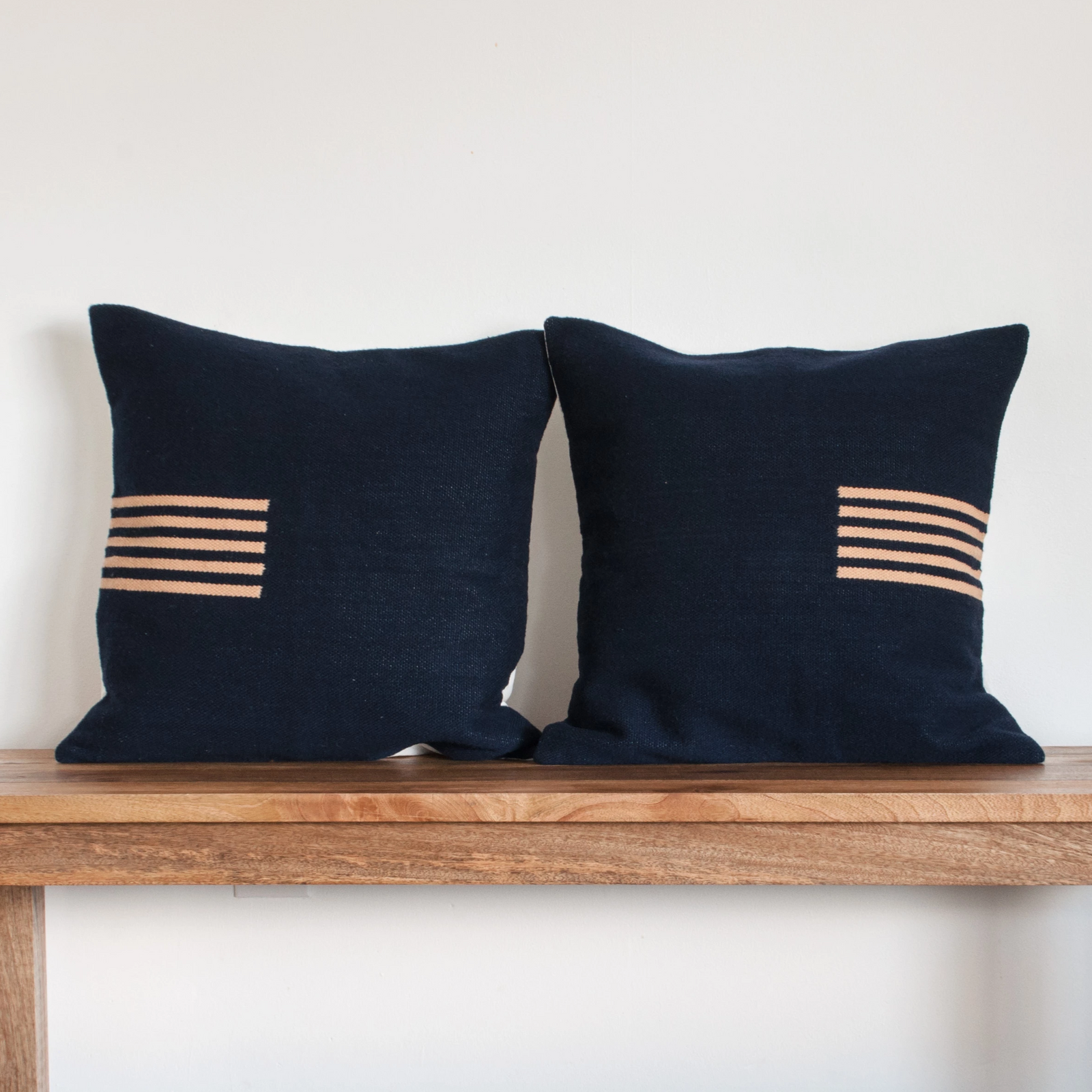 4-Way Pillow Cover - Navy & Pale Peach Stripes - EQUAL UPRISE